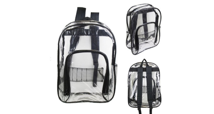 24 Bulk 17" PVC Clear Backpacks - Black