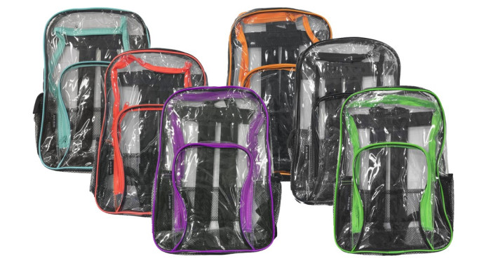 17-Inch Clear Backpacks W/ Neon Trim