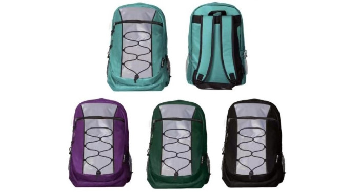 17" Backpack with Bungee Corded Front - Wholesale Case of 24 Backpacks