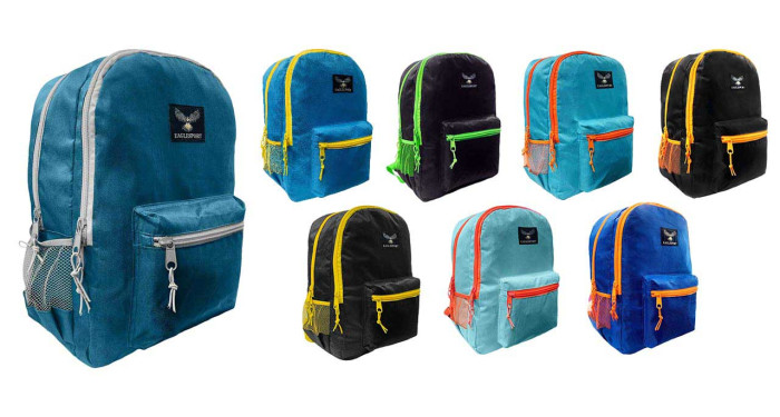 18 Inch Two-Tone Backpacks with Mesh Pockets 