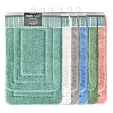 Plush Bath Mat Set – 2‑Piece Non‑Skid Bathroom Rug Set, Assorted Colors