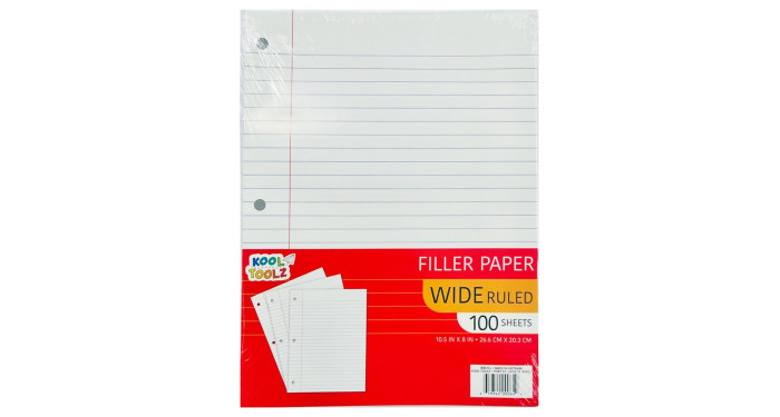 Wide Ruled Filler Paper - 100 Sheets