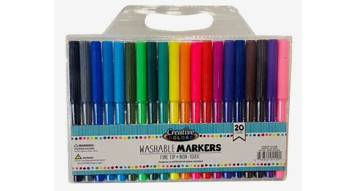 Fine Tip Washable Markers 20‑Count – Bulk Case Pack 48