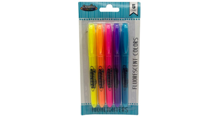 5 ct. Pen Style Assorted Highlighters - Chisel Tip