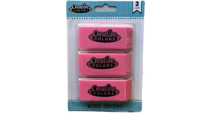 Pink Wedge Erasers 3 Pack – Case Pack 24
