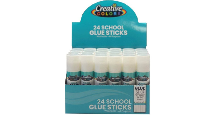 CREATIVE COLORS Glue Sticks – 24 Per Color Box with Tray – Case Pack 288