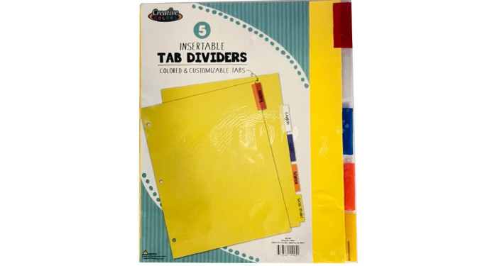 5 Tab Index Dividers 5 Tab Index Dividers