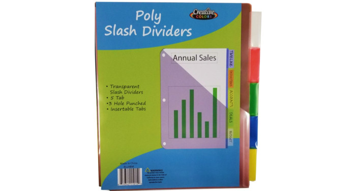 5 Tab Poly Index Dividers w/ Pocket 
