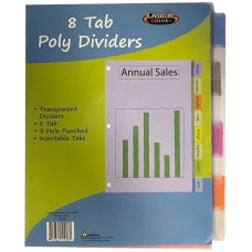 Poly Index Dividers – 8 Tabs – Case Pack 96