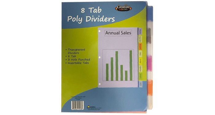 Poly Index Dividers – 8 Tabs – Case Pack 96 Poly Index Dividers – 8 Tabs – Case Pack 96