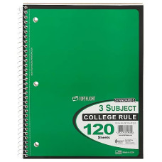 120 Sheet 3 Subject College Ruled Spiral Notebook - Top Flight