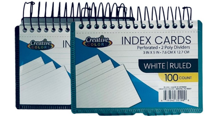 3"x 5" Perforated Index Cards with Poly Cover & Dividers