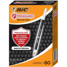 BIC PrevaGuard Round Stic Ballpoint Pens – Black Ink - 60 ct. Box