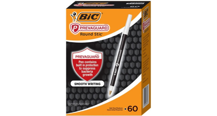 BIC PrevaGuard Round Stic Ballpoint Pens – Black Ink - 60 ct. Box