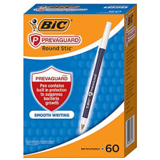 BIC PrevaGuard Round Stic Ballpoint Pens – Blue Ink - 60 ct. Box
