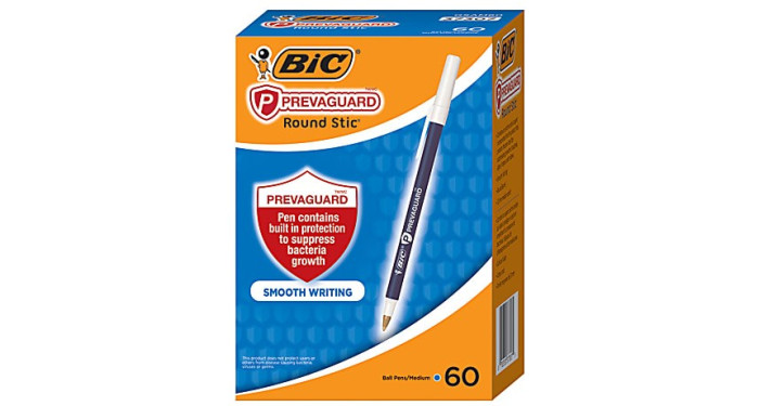 BIC PrevaGuard Round Stic Ballpoint Pens – Blue Ink - 60 ct. Box