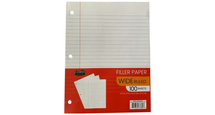 Wide Ruled Filler Paper - 100 Sheets