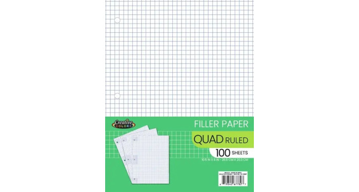 Quad Ruled Graph Paper 100 Sheets – Case Pack 48