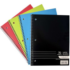 1 Subject Wide Ruled Spiral Notebooks - 70 Sheets