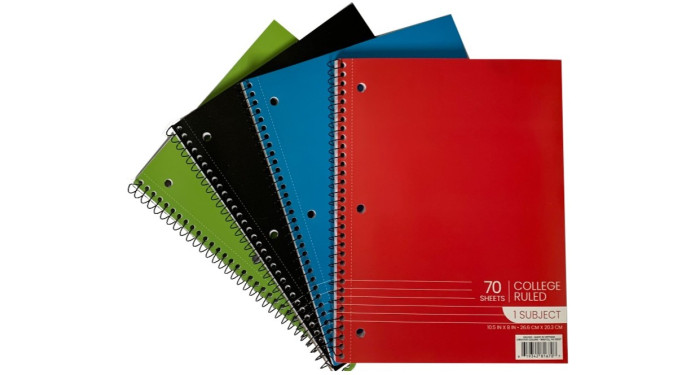 1 Subject College Ruled Spiral Notebooks - 70 Sheets