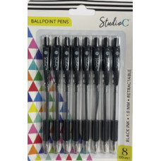 8 ct. Retractable Ballpoint Pens Black Ink