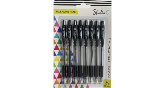 8 ct. Retractable Ballpoint Pens Black Ink