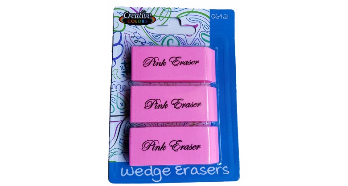 Pink Wedge Erasers 3 Pack