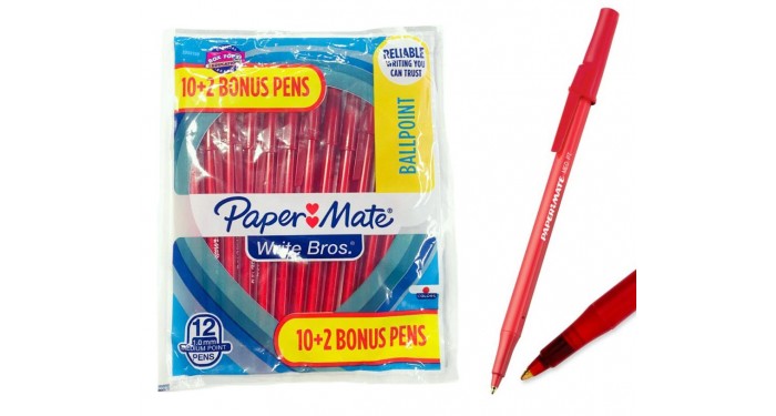 Paper Mate Write Bros Ballpoint Pens, Medium Point (1.0mm), Red