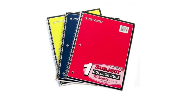 TOP FLIGHT College Ruled 1 Subject Spiral Notebooks - 70 Sheets