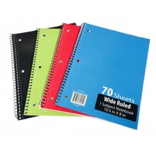 1 Subject Wide Ruled Spiral Notebooks - 70 Sheets