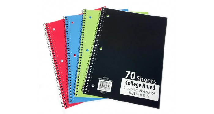 1 Subject College Ruled Spiral Notebooks - 70 Sheets
