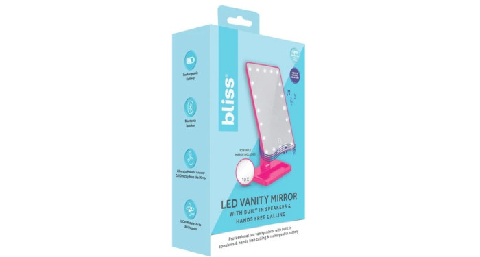 Bliss LED Vanity Mirror W/Built In Bluetooth Speaker in Pink