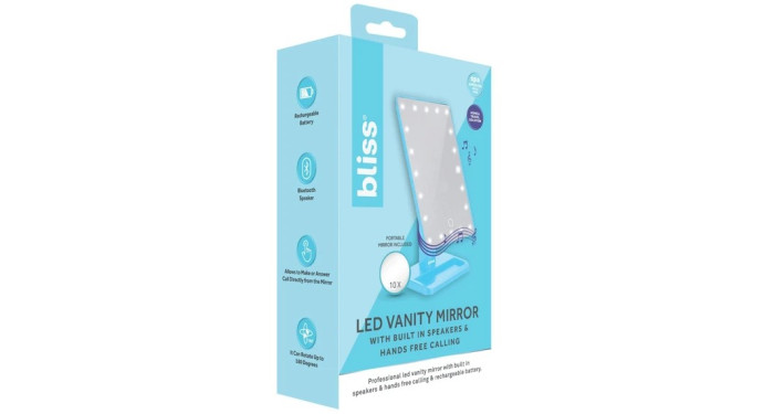 Bliss LED Vanity Mirror W/Built In Bluetooth Speaker in Blue