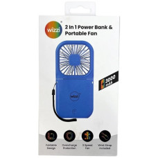 Wizzi 2 in 1 3000 Mah Power Bank & Portable Fan in Blue