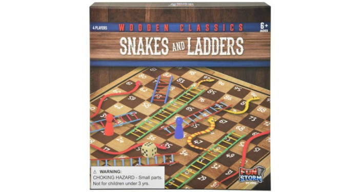 Solid Wood 10" Snakes & Ladders