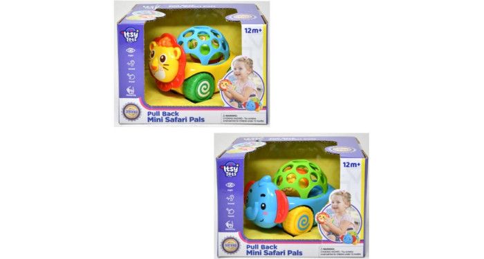 Itsy Tots Pull Back Mini Safari Pals – Lion & Elephant Itsy Tots Pull Back Mini Safari Pals – Lion & Elephant