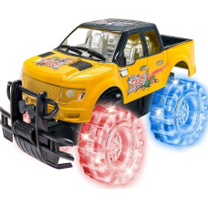 8" Yellow Push‑N‑Go Truck with Flashing LED Tires