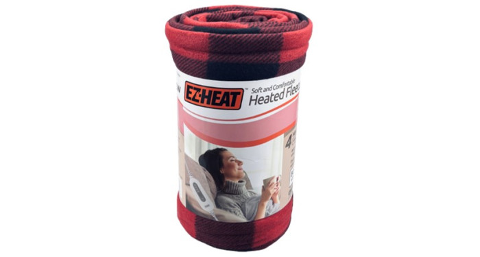 EZ Heat - Fleece Heated Throw - 50"x60"- Red/Black