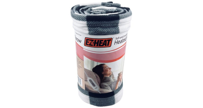 EZ Heat - Fleece Heated Throw - 50"x60"- Black/White