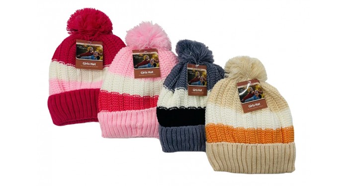 Girl's Winter Hats with Pom